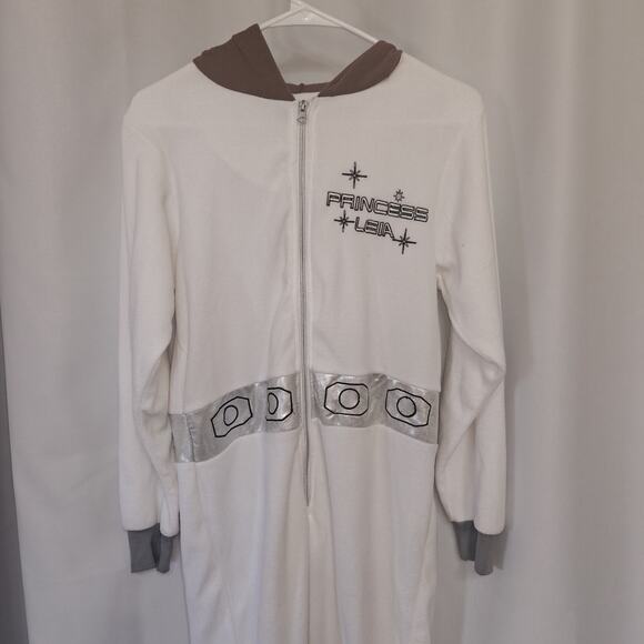 Star Wars Princess Leia Hooded Non Footed Pajamas One Piece XS Costume Zip Suit - Picture 3 of 14